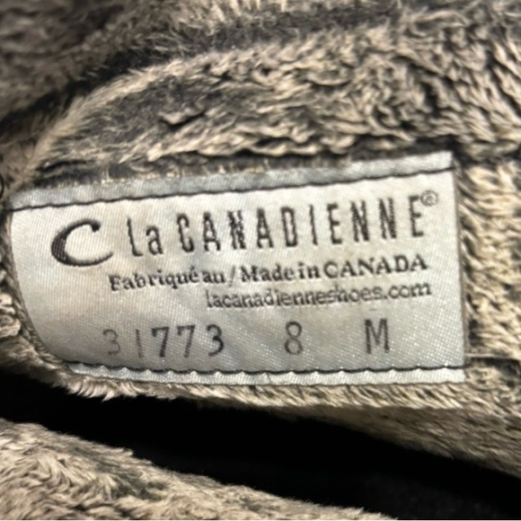 La Canadienne Evitta Suede Shearling Wedge Black Booties Front Zip Canada 8 - Picture 10 of 10